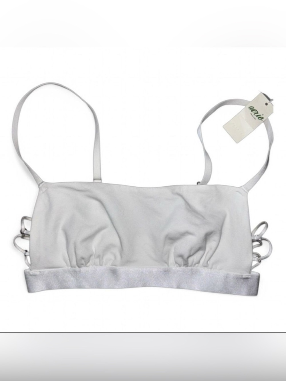 Aerie White Cotton Crisscross Bralette Size XS NWT!